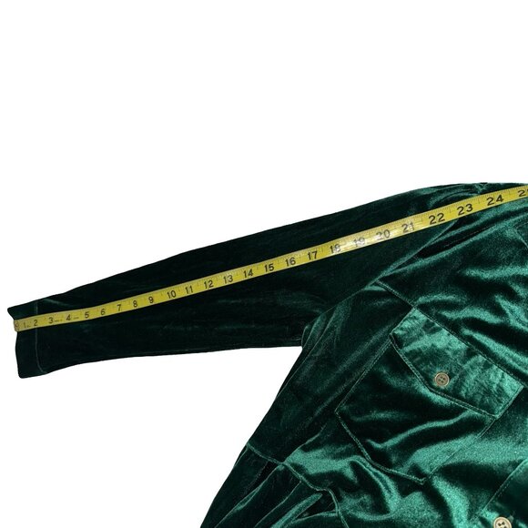 Umgee Royal Green Velour/Velvet Long Sleeve Button Down Collared Dress Sz M - Picture 8 of 10
